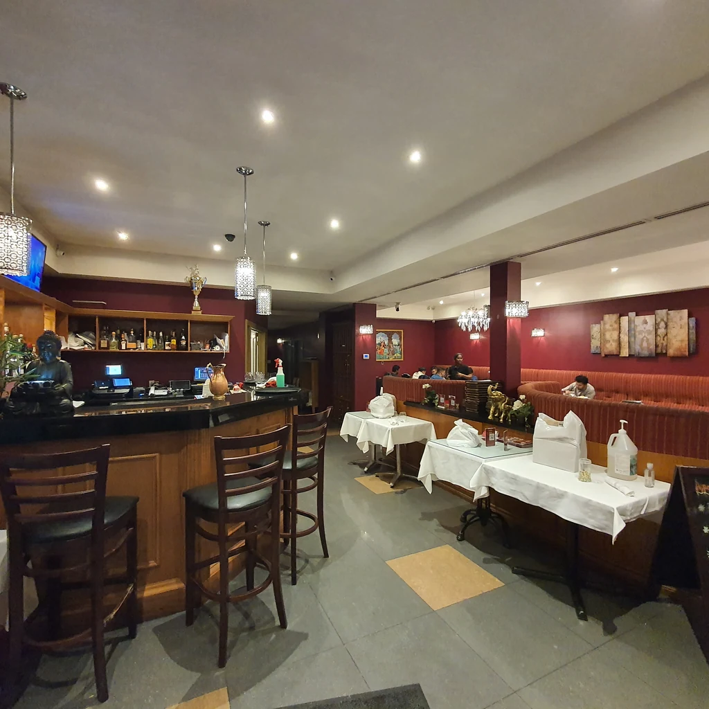 Dining room and bar at Raja Chettinad Fine Indian Cuisine in Belmont Village, Kitchener
