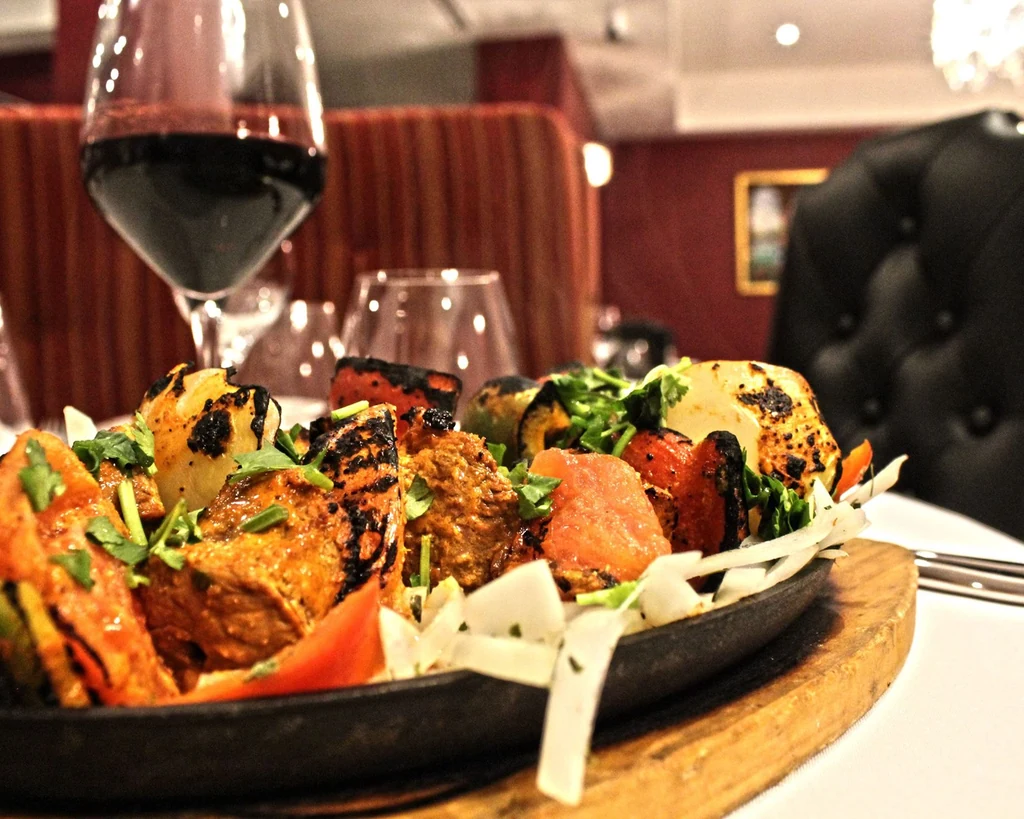 Sizzling tandoori mixed grill platter at Raja Chettinad
