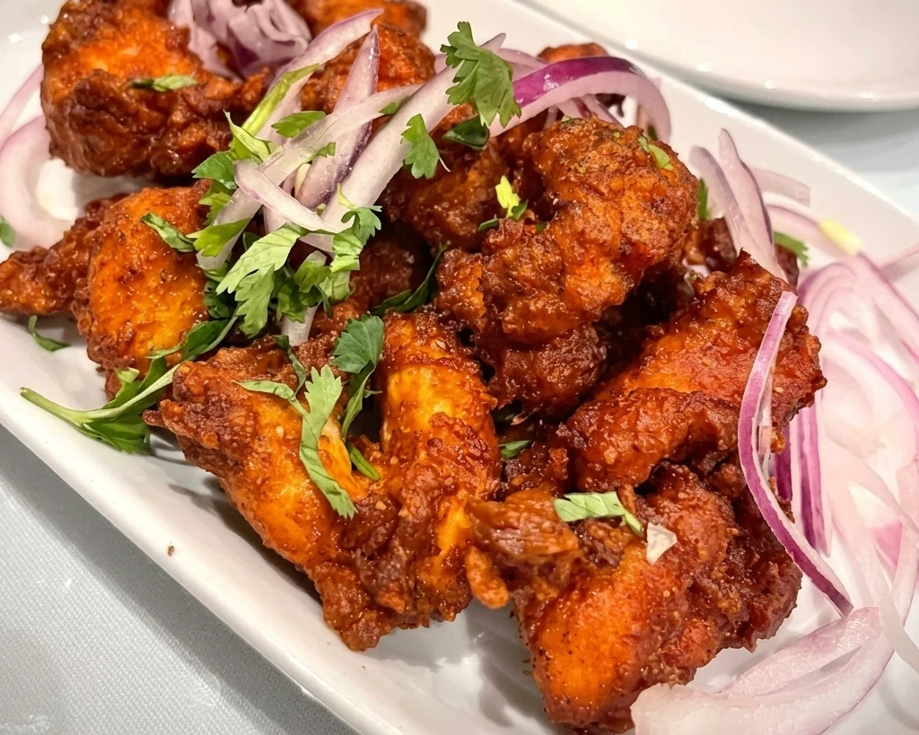 Chicken 65 - crisp, spicy fried chicken bites at Raja Chettinad